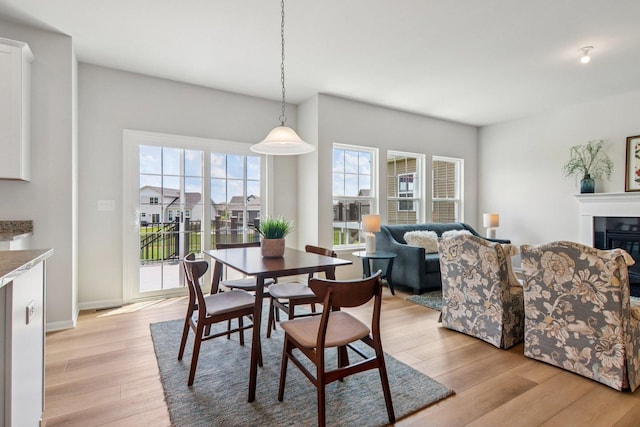 607 Virginia St, Elburn, IL 60119 - dining room with light wood-style floors, healthy amount of natural light, and a glass covered fireplace
