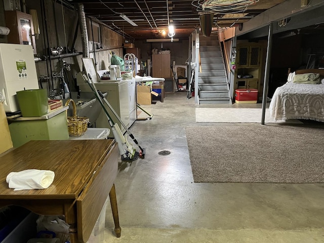 basement with independent washer and dryer