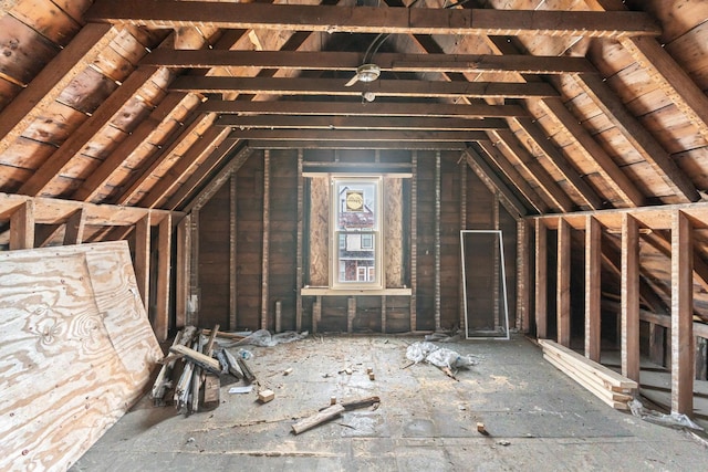 view of unfinished attic