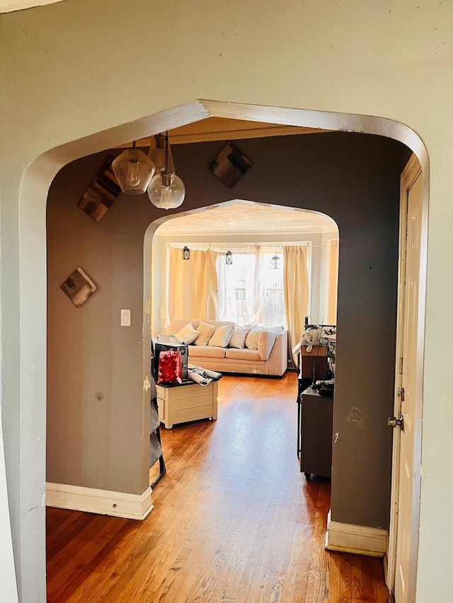 hall featuring hardwood / wood-style floors