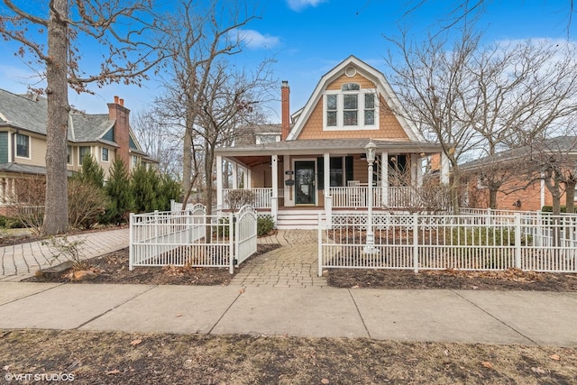 farmhouse featuring covered porch