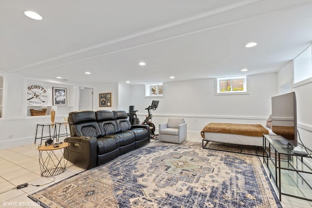 view of tiled living room