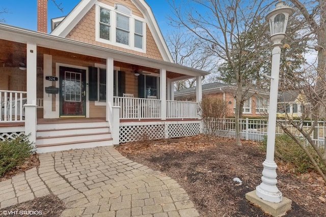 view of front of property with covered porch