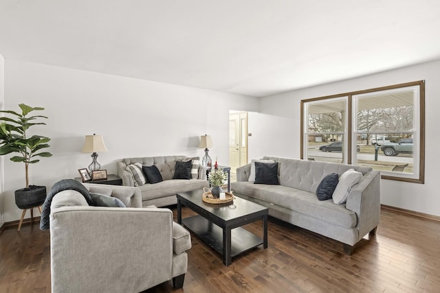 living room featuring dark hardwood / wood-style flooring