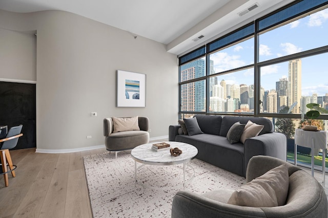 living room featuring hardwood / wood-style flooring