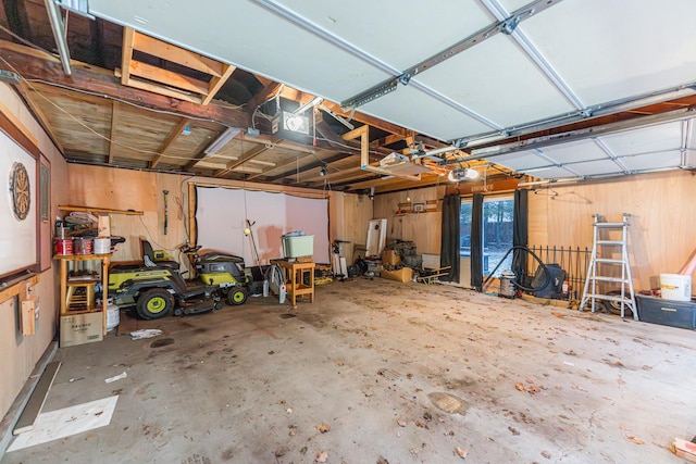 garage with a garage door opener