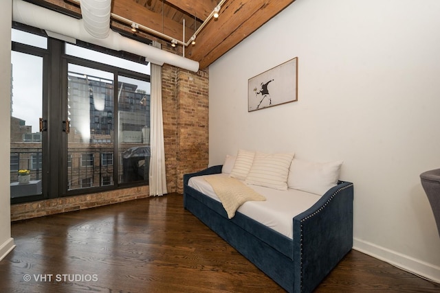 living room with dark hardwood / wood-style flooring