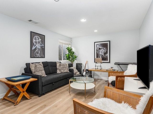 living room with light wood-type flooring