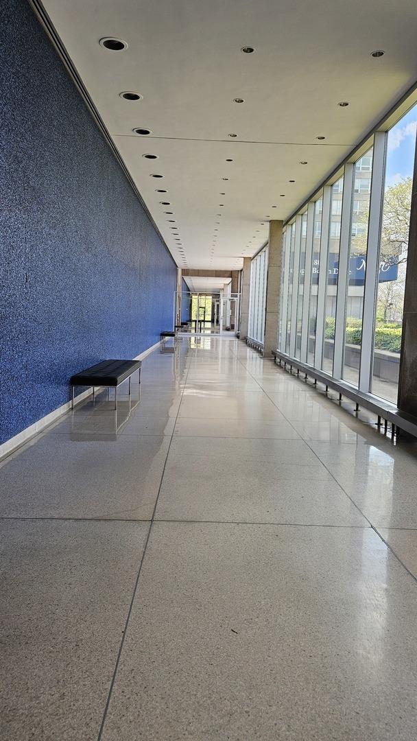 4800 S Chicago Beach Dr Unit 1404S, Chicago, IL 60615 - corridor with speckle patterned floor and floor to ceiling windows
