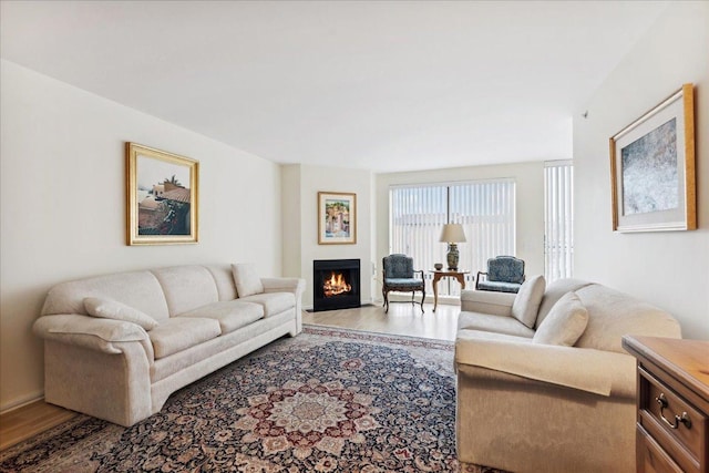 living room with hardwood / wood-style flooring