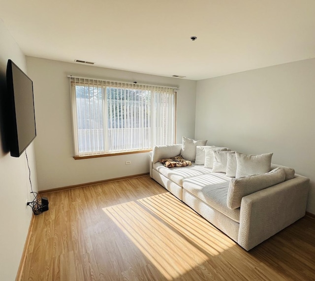 living room featuring light wood-type flooring