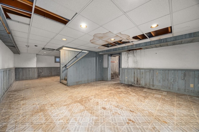 basement with a drop ceiling