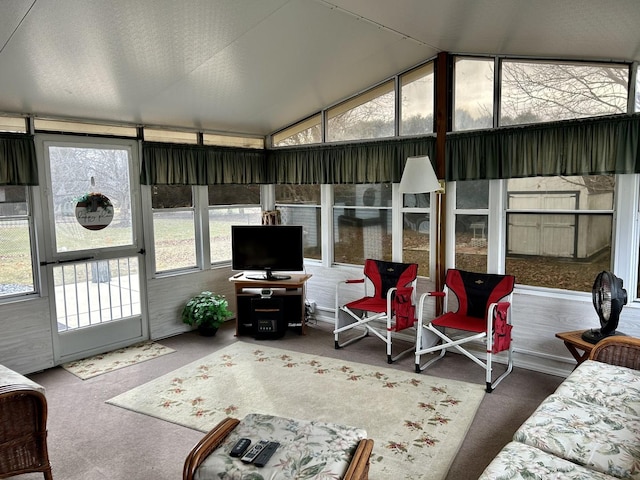 sunroom / solarium with lofted ceiling