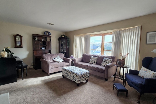 living room with carpet