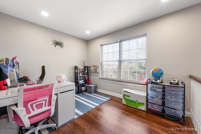 office area with dark wood-type flooring