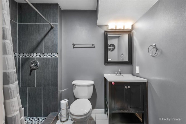 bathroom with vanity, toilet, and a shower with shower curtain