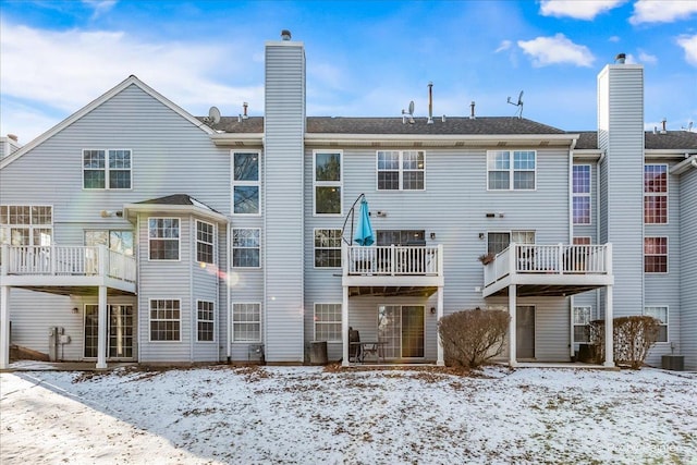 view of snow covered property