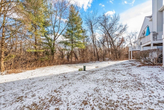 view of yard covered in snow