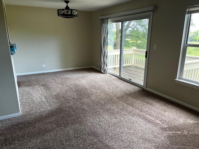 carpeted empty room featuring a wealth of natural light