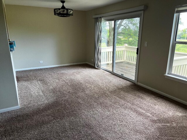 carpeted empty room featuring plenty of natural light