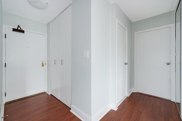 hall featuring dark wood-type flooring