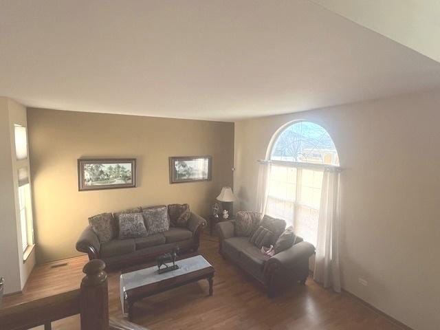 living area with wood finished floors