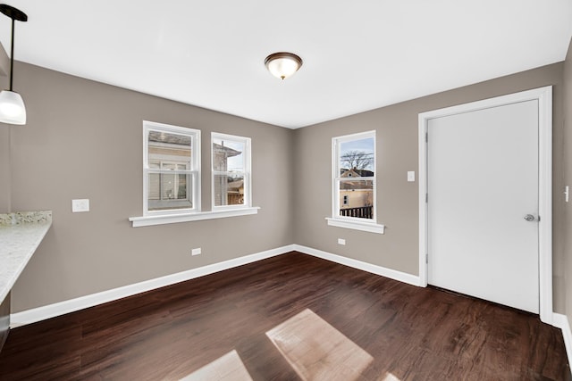 interior space featuring a healthy amount of sunlight and dark hardwood / wood-style floors