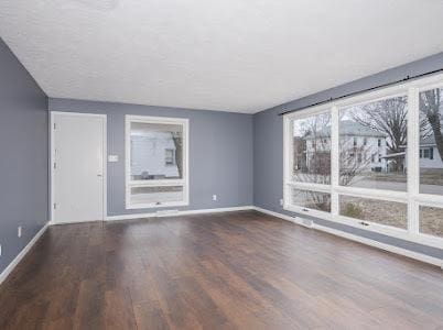 empty room featuring dark hardwood / wood-style flooring