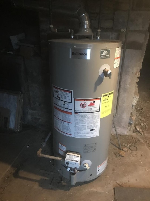 utility room with gas water heater