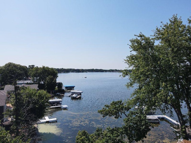 property view of water featuring a dock