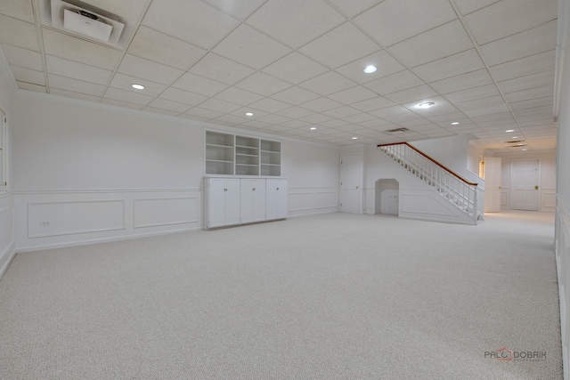 basement with carpet floors