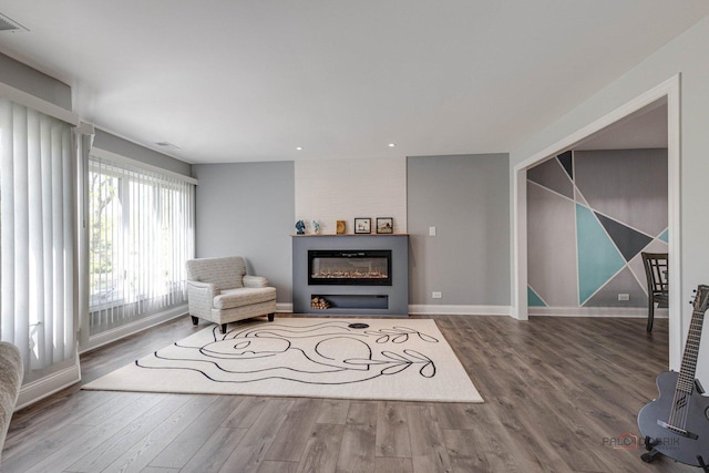 living room with hardwood / wood-style floors