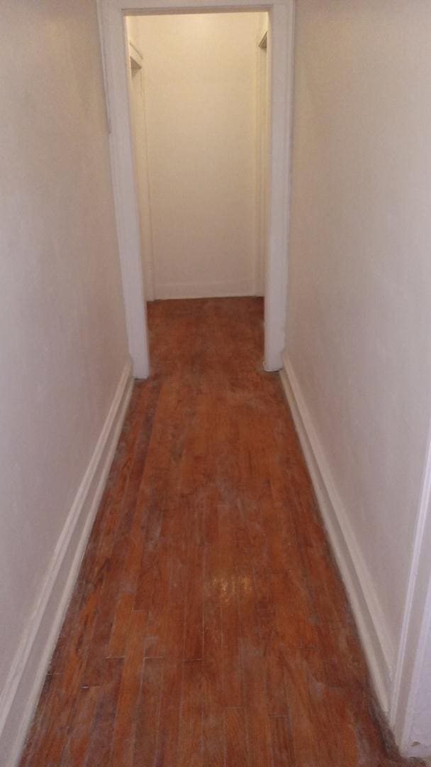 hallway featuring dark wood-type flooring