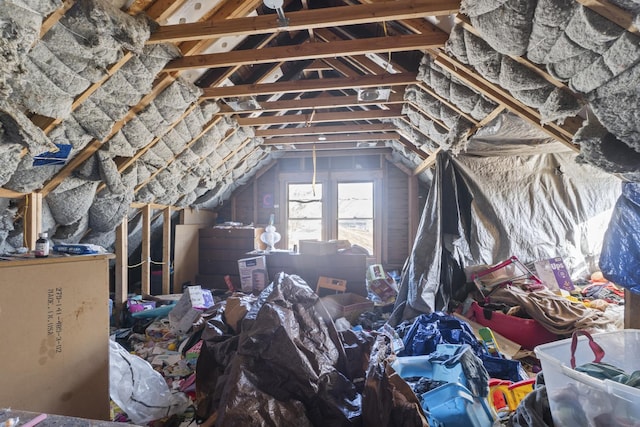 view of unfinished attic