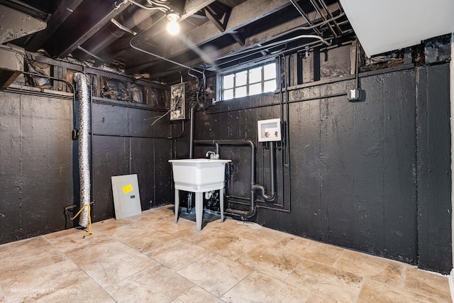 basement with sink