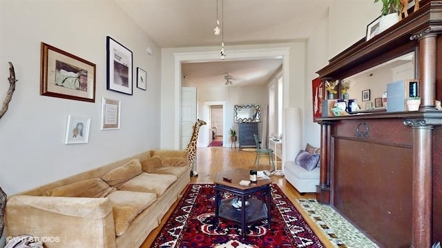 living area with wood finished floors