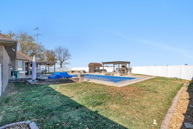 view of yard featuring a pergola and a patio