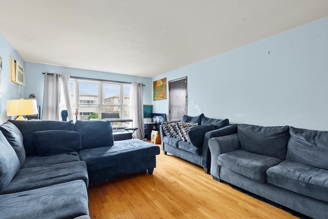 living room with hardwood / wood-style floors