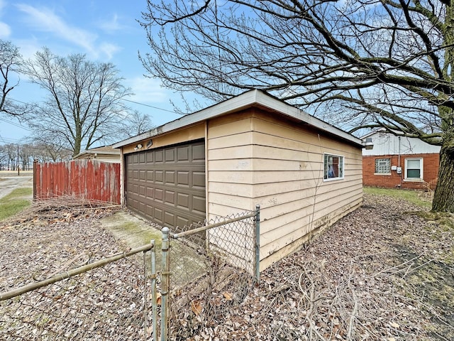 view of outbuilding with a garage