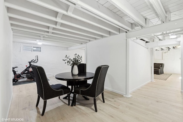 dining room with light hardwood / wood-style flooring