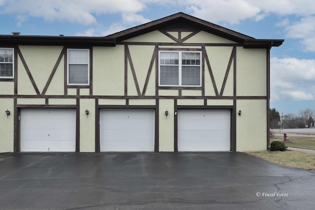 exterior space with a garage