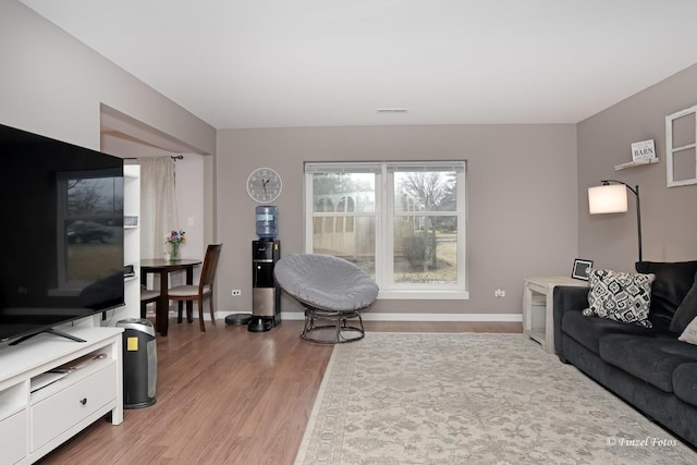 living room featuring light hardwood / wood-style floors