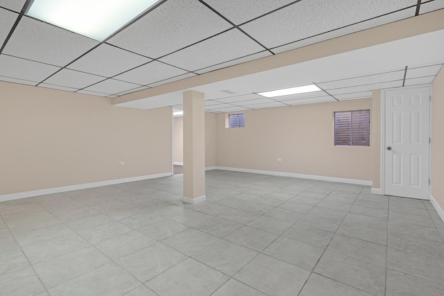 basement with a drop ceiling