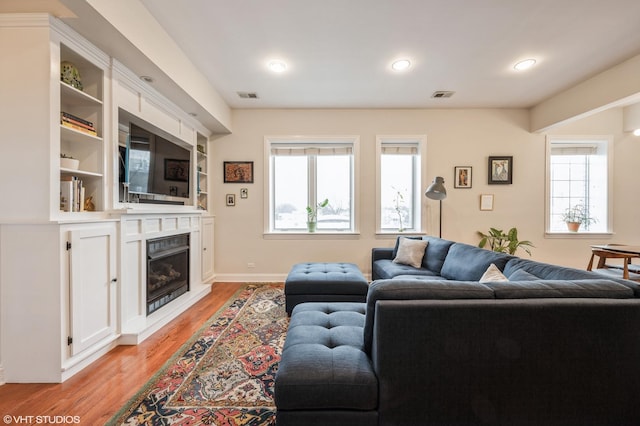 living room featuring light hardwood / wood-style flooring