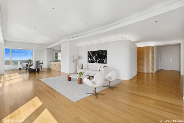 living room with hardwood / wood-style floors