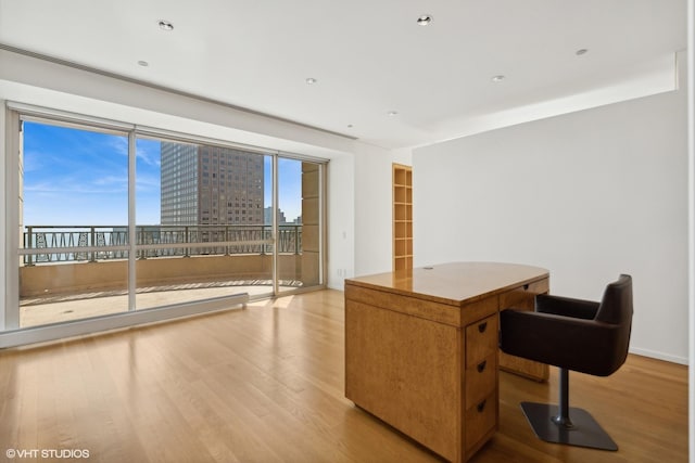 office area featuring light wood-type flooring