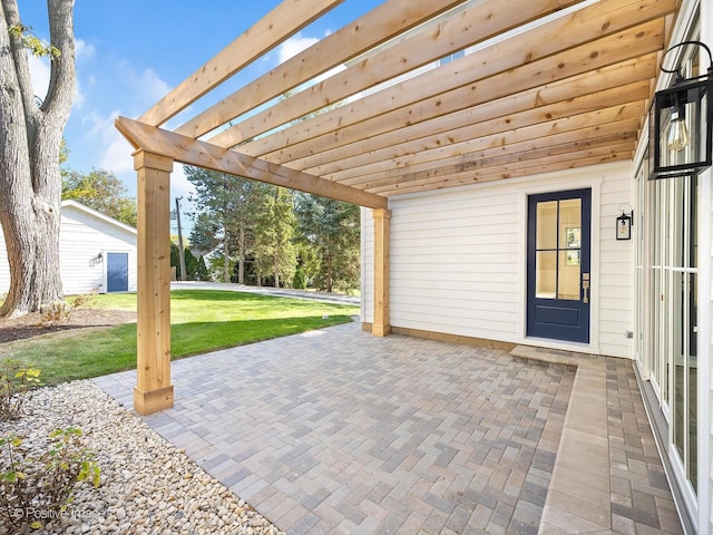 view of patio / terrace featuring a pergola