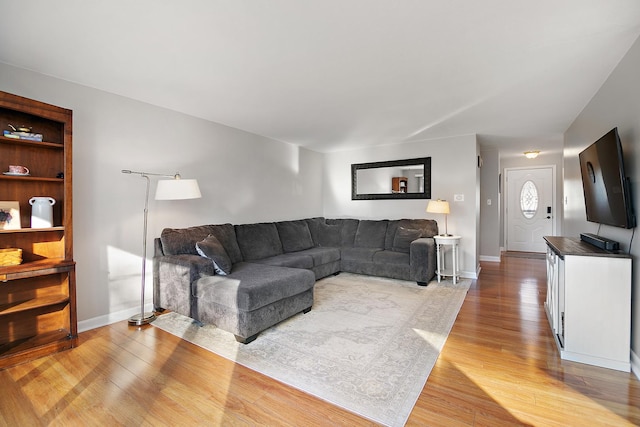 living room with light hardwood / wood-style floors