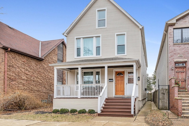 front facade with a porch