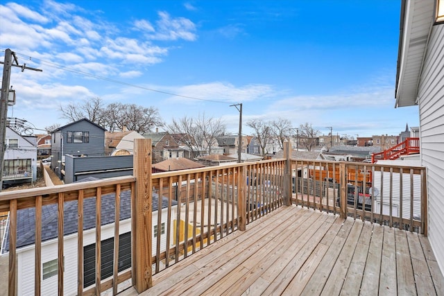 deck with a residential view